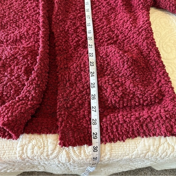 Super cozy crimson red fuzzy open front cardigan with pockets size XL - Picture 2 of 9